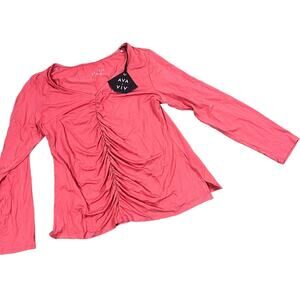 Ava & Viv Women's Plus Size Pink Long Sleeve Ruched Shirt - Size 4X - NWT